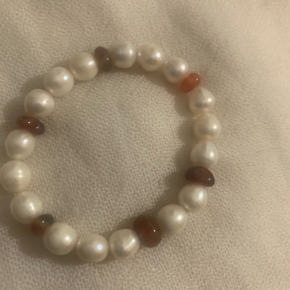 Pearl and Amber bead bracelet - Picture 3 of 4